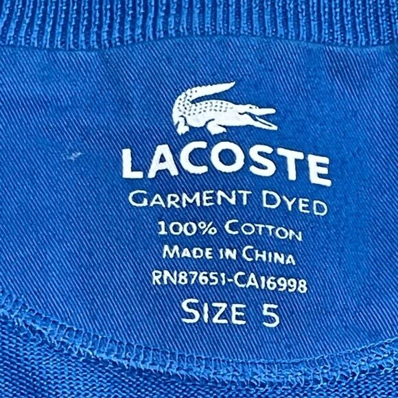 Lacoste mens v-neck pullover sweater sz 5 blue long sleeve (flaws) - Picture 4 of 12